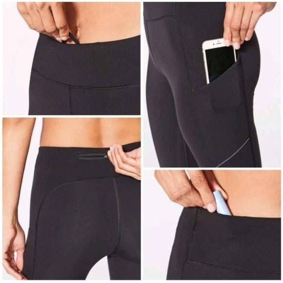 Lululemon Speed Up Crop 21" Leggings sz 8 28-29x21 Black Stretch Yoga Gym Run - Picture 2 of 11